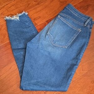 LOFT Distressed Hem Ankle Jeans in Blue
